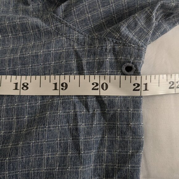 PrAna Shirt Men's Size ST Blue Gingham Garvan Button-up Vented Long Sleeve Shirt - Picture 15 of 16